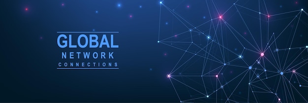 Vector global network connection concept big data visualization social network communication in the global