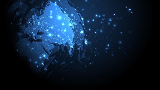 Vector global network connection world map abstract technology background global business innovation