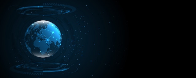 Vector global network connection world map abstract technology background