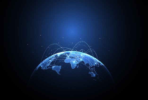 Vector global network connection world map point and line composition concept