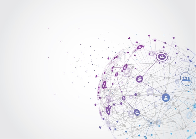 Vector global network connection. world map point