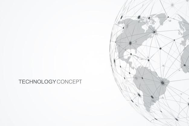 Vector global network connections with points and lines. internet connection background. abstract connection structure. polygonal space background.