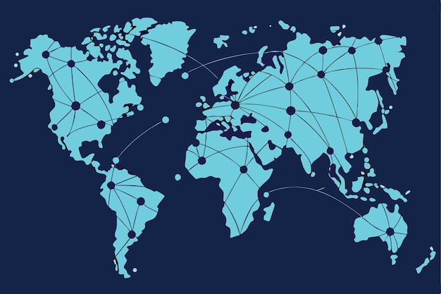 Vector global network connections world map illustration