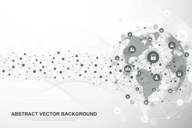 Vector global structure networking and data connection concept.