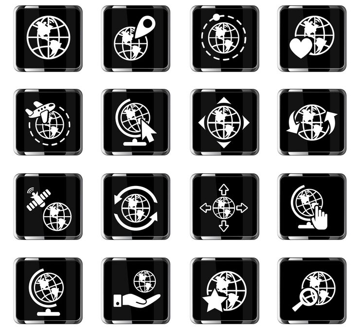 Globes web icons for user interface design