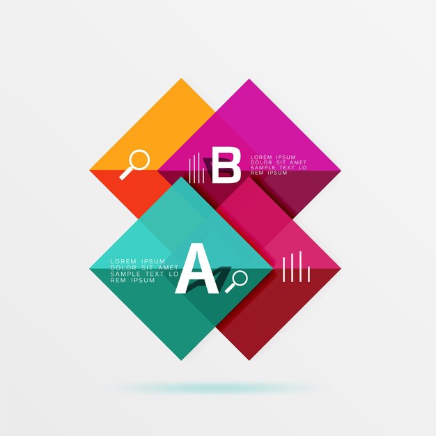 Vector glossy squares with text abstract geometric design concept vector template background for workflow layout diagram number options or web design