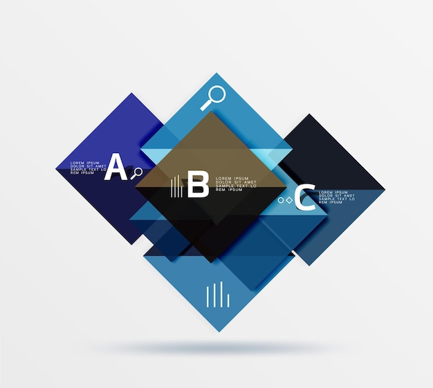 Vector glossy squares with text abstract geometric design concept vector template background for workflow layout diagram number options or web design