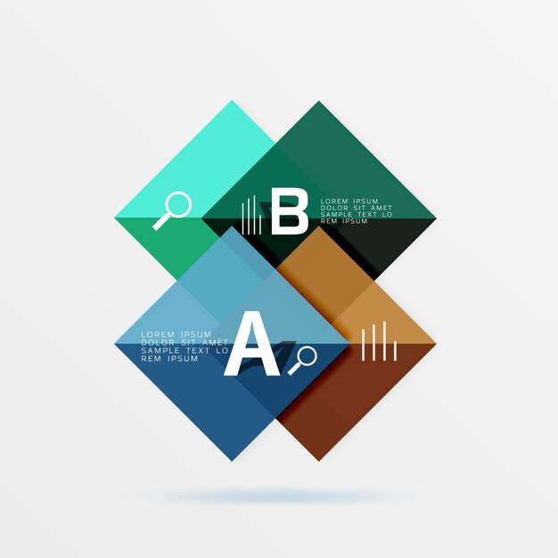 Vector glossy squares with text abstract geometric design concept vector template background for workflow layout diagram number options or web design