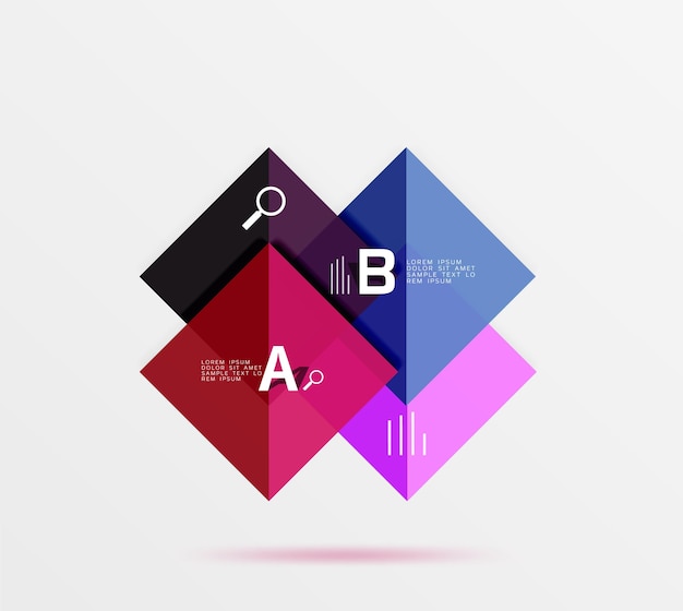 Vector glossy squares with text abstract geometric design concept vector template background for workflow layout diagram number options or web design