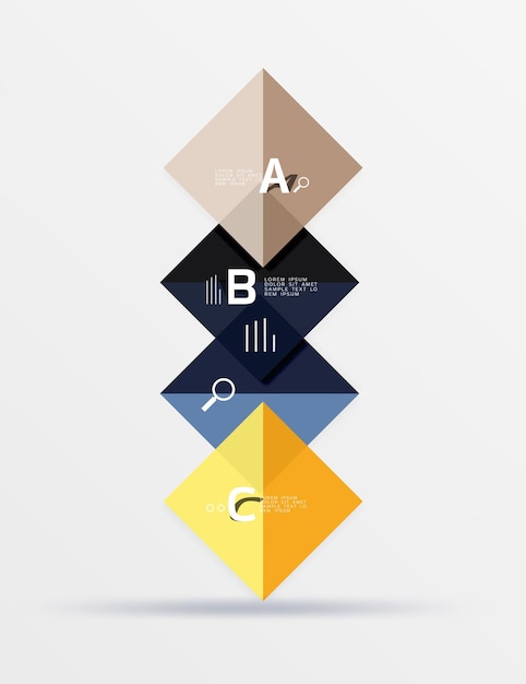 Vector glossy squares with text abstract geometric design concept vector template background for workflow layout diagram number options or web design