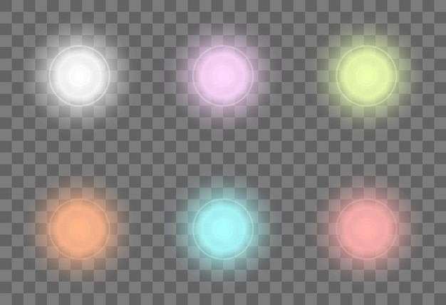 Vector glowing light effects set