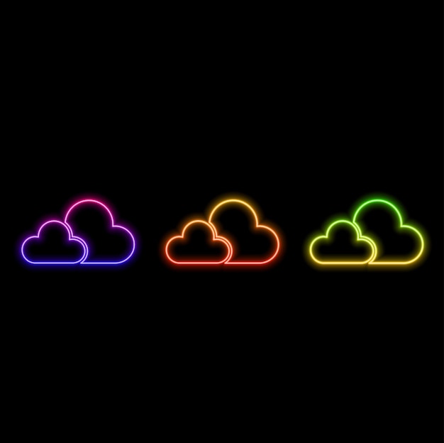 Vector glowing neon line cloud icon isolated on black background vector