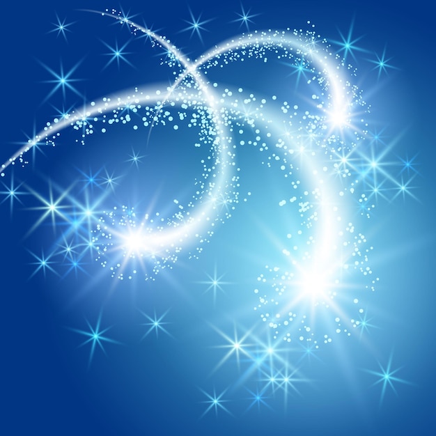 Vector glowing salute and firework with sparkle stars