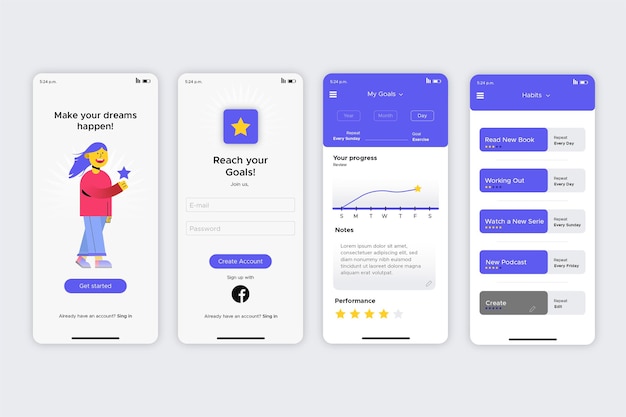 Vector goals and habits tracking app