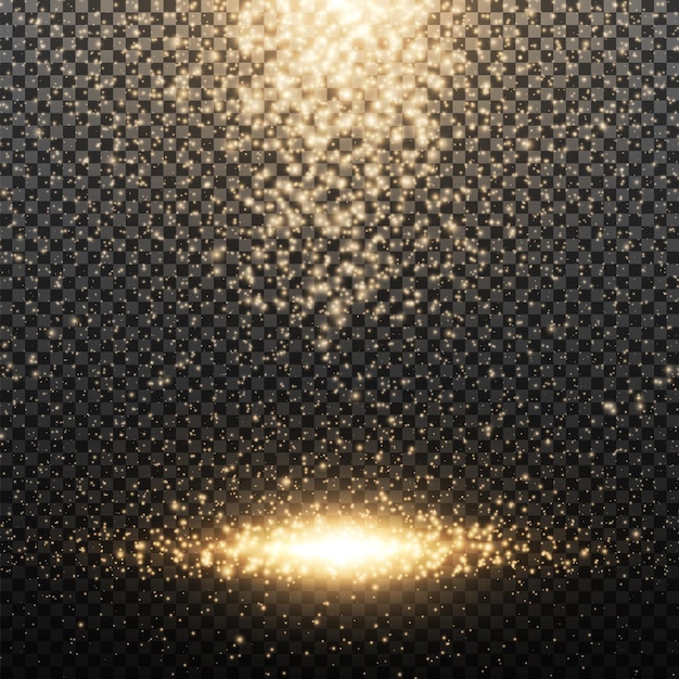 Vector gold glitter particles