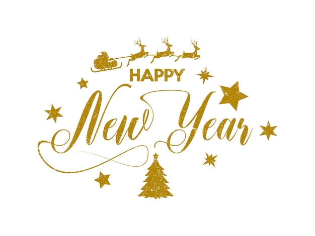 Vector gold happy new year inscription