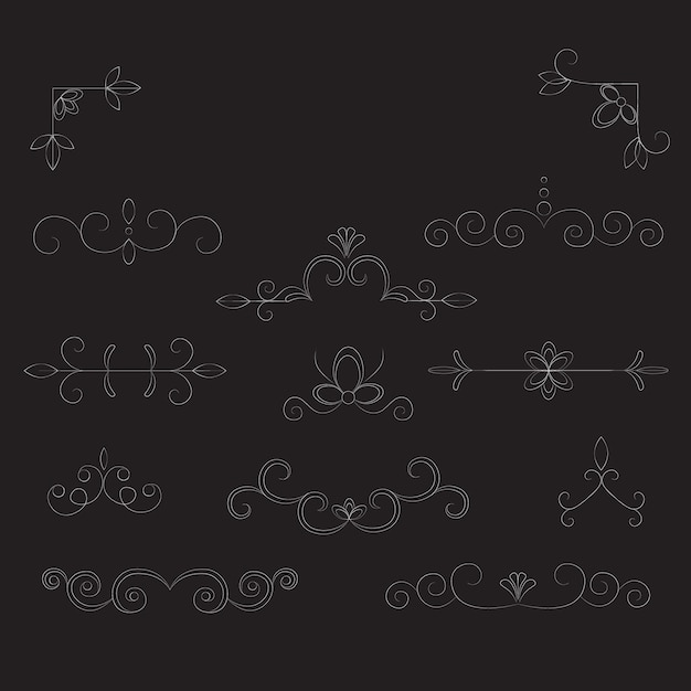 Vector gold vintage frames mega set in flat design bundle elements of abstract line classical decorative