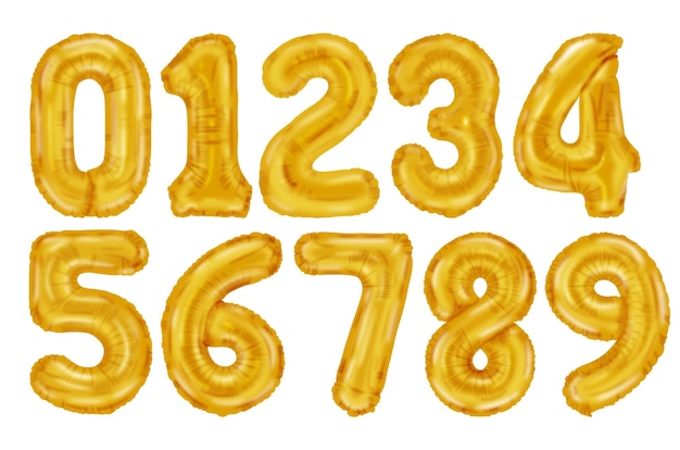 Vector golden numbers balloon set