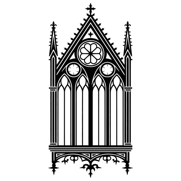 Vector gothic cathedral window architectural silhouette