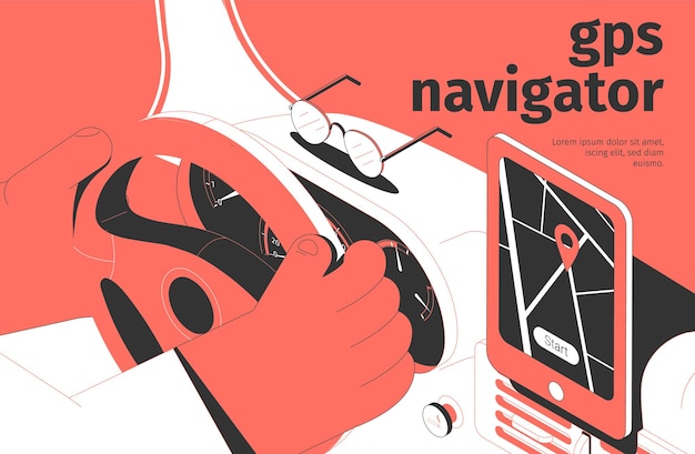 Vector gps navigator isometric illustration