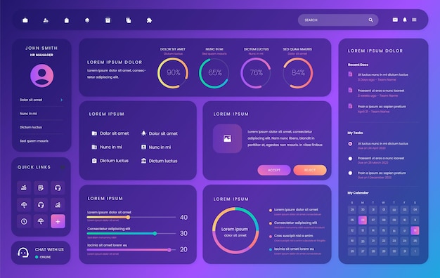Vector gradient background dashboard for business infographic vector image. dashboard vector ui