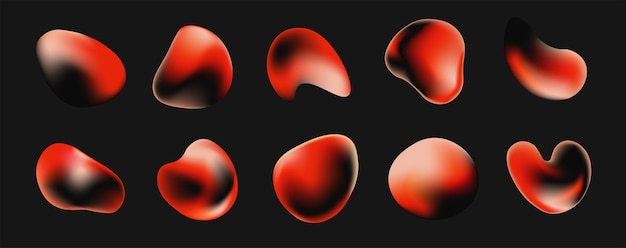 Vector gradient blob set abstract vector fluid form isolated on plain background blending design