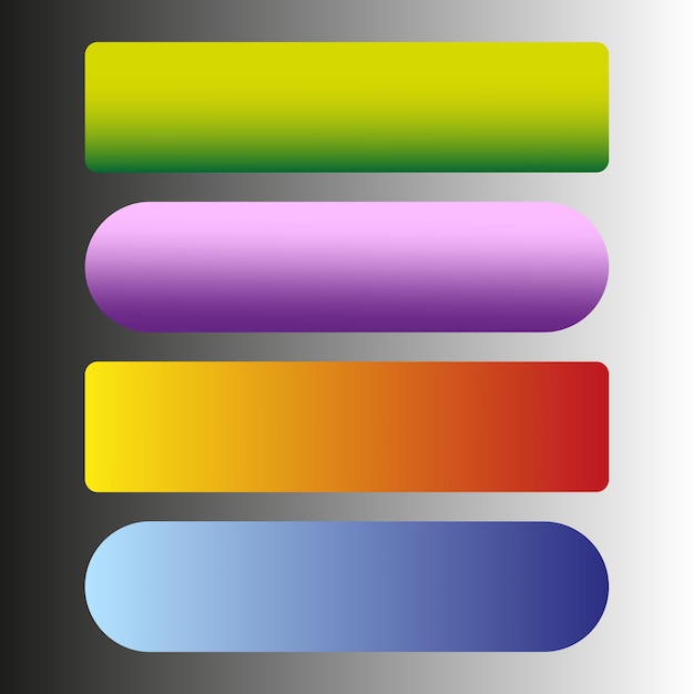 Vector gradient button set colorful rounded rectangles multicolor ui elements vibrant gradient shapes