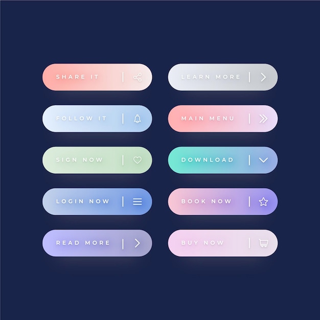 Vector gradient call to action button set