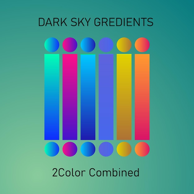Vector gradient color palette with vector elements