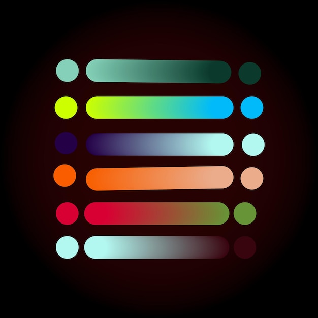 Vector gradient color palette with vector elements