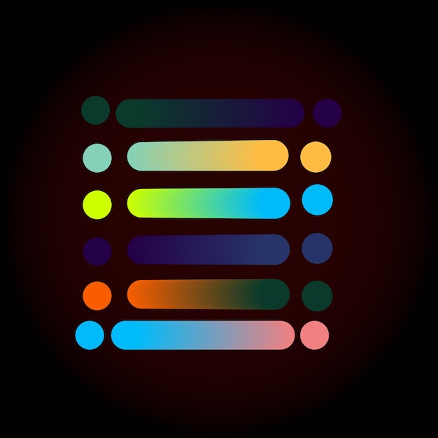 Vector gradient color palette with vector elements