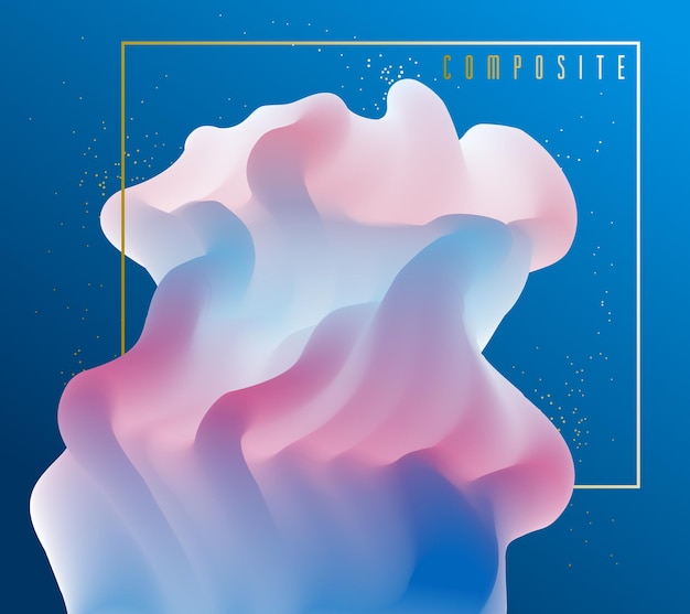 Vector gradient fluid vector abstract shape, 3d color abstract background in modern trendy style, dynamic design element in motion.