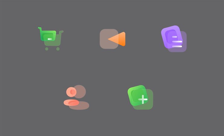 gradient glass morphism element transparent icon set for ui ux, website or mobile interface
