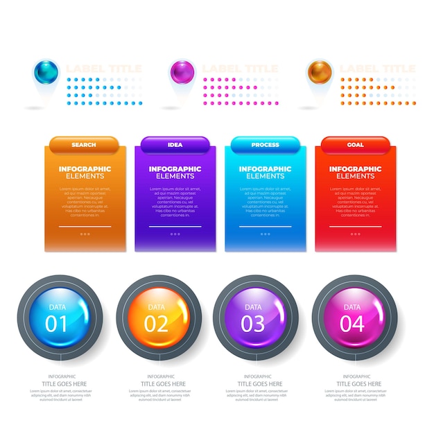 Vector gradient infographic element collection