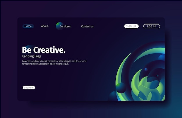 Vector gradient landing page template