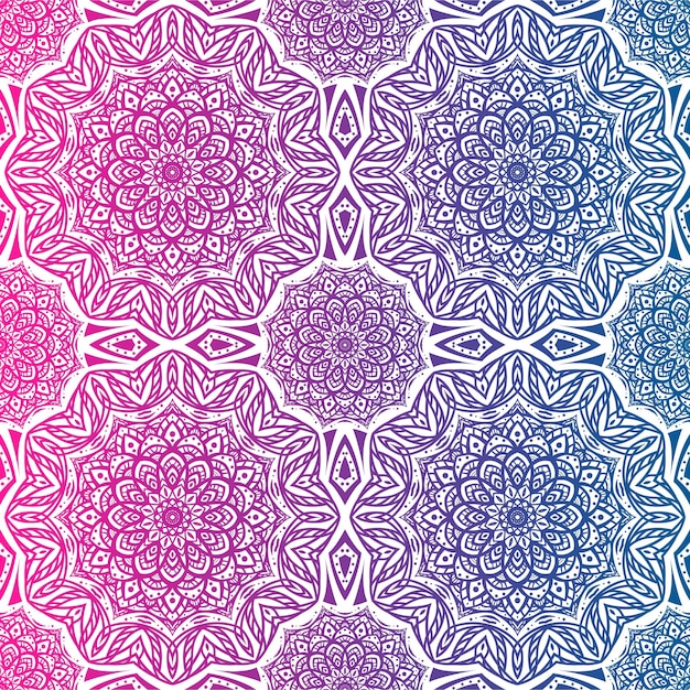 Vector gradient seamless pattern with mandala