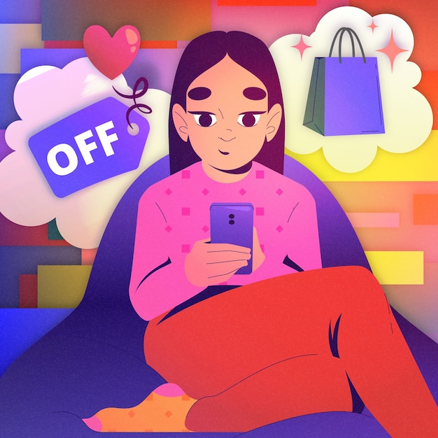 Vector gradient shopping illustration