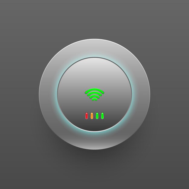 Vector gradient white circle access point on the grey background and shadow