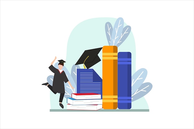 Vector graduation day flat design illustration