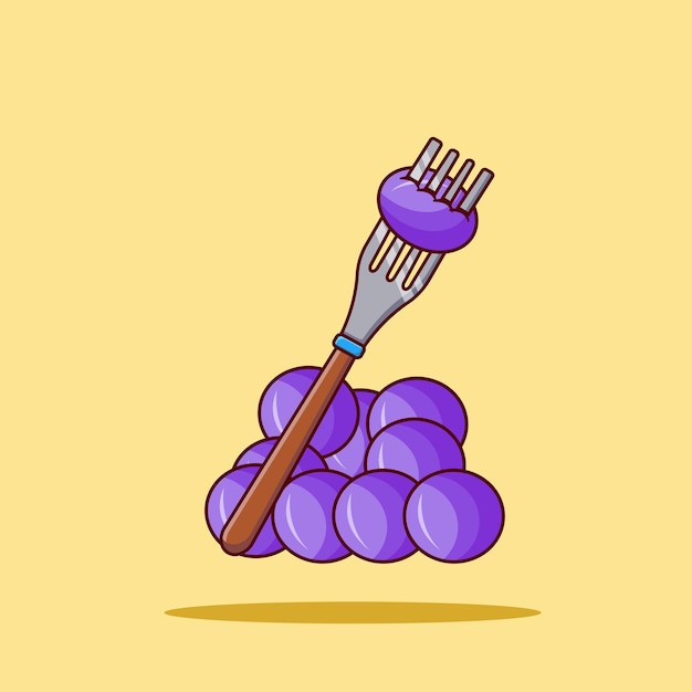 Vector grapes and fork vector illustration