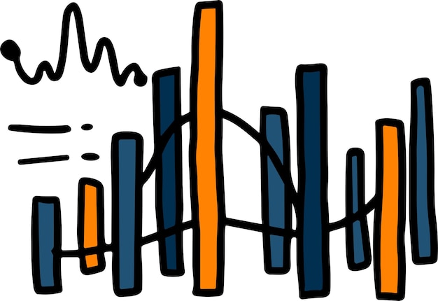 Vector a graph with a line going up and a box with a number on it