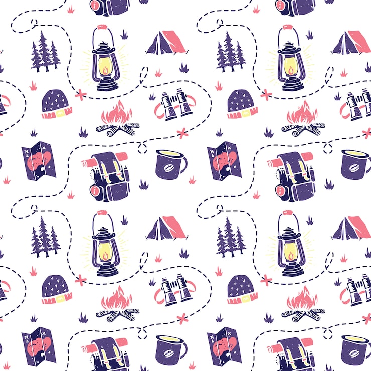 Graphic Camp Hike Pattern