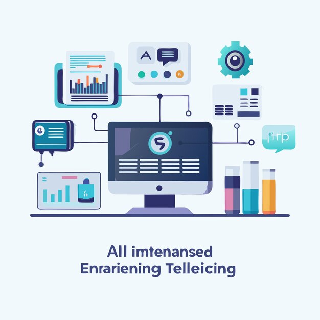 Vector a graphic of a computer with a graphic of a graphic of a graphic about all writing