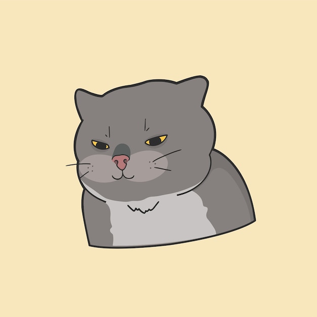 Vector gray cat meme vector illustration