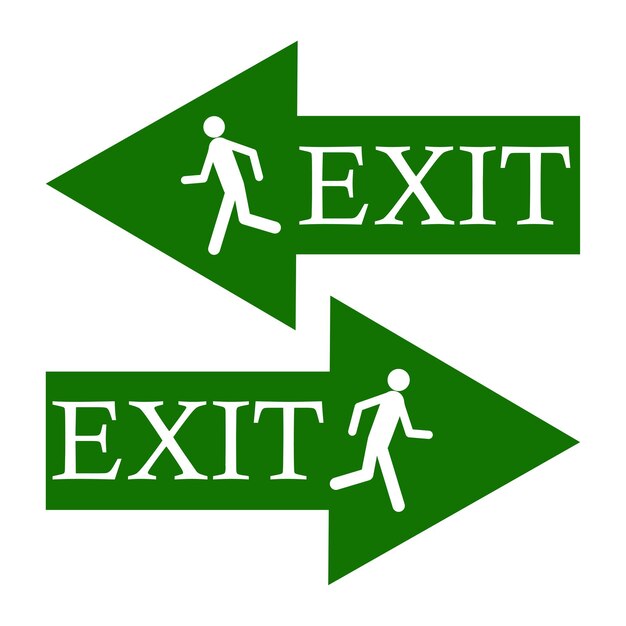 Vector green arrows exit on white background security icon set vector illustration