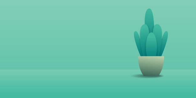 Vector a green cactus on a green background