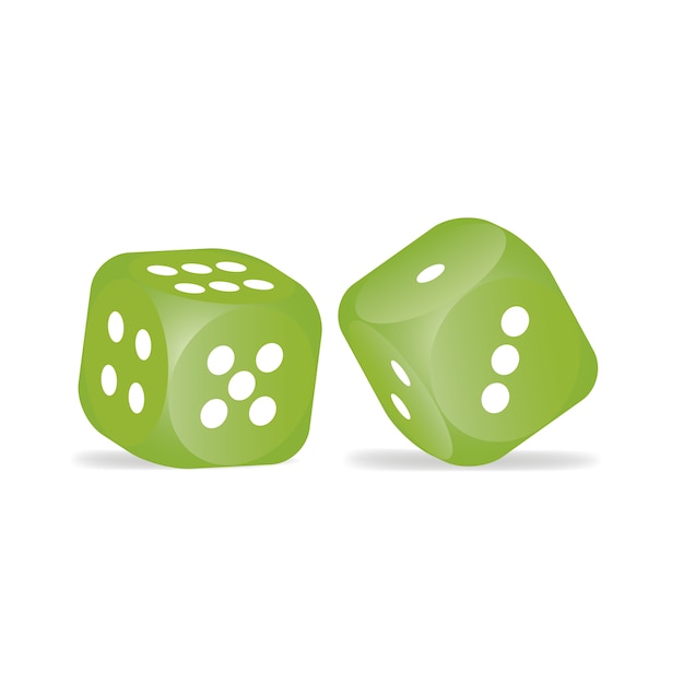 Vector green dices on white background
