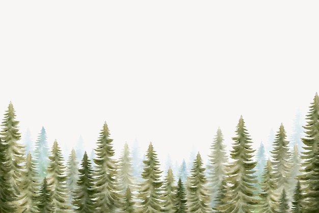 Vector green forest watercolor background nature border collage element vector