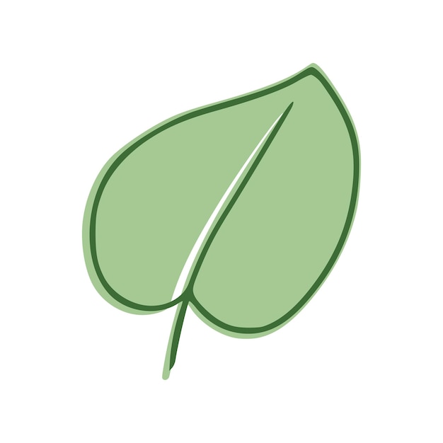 Vector green leaf flat icon isolated on white background vector illustration