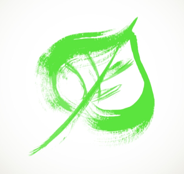 Vector green leaf handdrawn